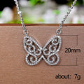 Silver Tone Openwork Butterfly Crystal Pendant Necklace view 5