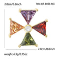 Multicolor Triangle Zircon Windmill Brooch Gold Tone view 5