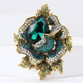 Large Floral Leaf Crystal Brooch With Pear Stone in Four Colors view 2
