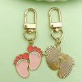 Baby Feet Metal Keychains in Pink and Blue, 14 Styles view 3
