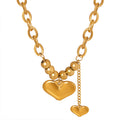 Double Heart Bead Accent Chain Necklace Gold Or Steel view 5