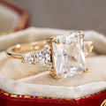 Rectangular Clear Solitaire Three-Stone Ring In Ten Metal Tones view 3