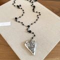Black Beaded Pendant Necklaces with Heart and Star Charms view 6