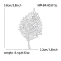 Baguette Crystal Leaf Brooch in 2 Color Styles Metal Pin view 5