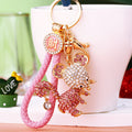 Jeweled Mouse Keychains in Pink Red and Blue with Fortune Braided Loops view 2