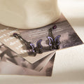 Purple and Black Butterfly Gothic Chain Stud Earrings view 3