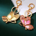 Jeweled Enamel Butterfly Keychains in Pink and Blue view 3