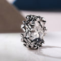 Antique Silver Tone Olive Leaf Openwork Wide Band Ring view 1