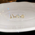 Gold Flower Crystal Stud Earring Four Piece Two Pair Set view 6