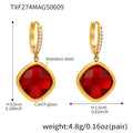 Gold Hoop Drop Earrings Cushion Czech Glass Pave Hoops view 7