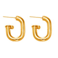 U-Shape Hollow Tube Hoop Earrings Gold Or Steel Copper view 5