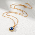 Gold Tone Round Evil Eye Cabochon Pendant Necklaces view 4
