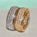 Two Tone Wide Band Rings with Rows of Clear Stones view 1