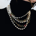 Four Layer Pearl and Multicolor Crystal Beaded Necklace view 1
