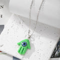 Resin Hamsa Hand Evil Eye Pendant Necklaces Ten Colors view 6