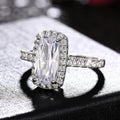 Silver Tone Elongated Rectangle Halo Crystal Ring view 3