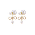Bow and Pearl Look Cluster Statement Stud Earrings view 5