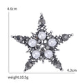 Five-Point Star Brooch In Metal With Faux Pearls And Clear Crystals On A Star Outline view 7