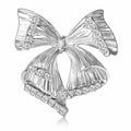 Rhinestone Bow Brooch Silver or Gold Ribbed Metal Metal Pin Brooch view 2