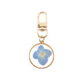 Gold Tone Round Pressed Hydrangea Resin Clip Keychains view 6