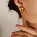 Chubby Teardrop Curl Stud Earrings Gold Or Silver Tone view 3