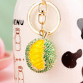 Jeweled Durian Keychain in Plain and Yellow Braided Loop Configurations view 2