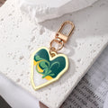 Gold Tone Heart Marbled Swirl Enamel Clip Keychains in Six Colors view 3