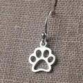 Silver Tone Paw Print Drop Earrings Polished Metal Jewelry view 3