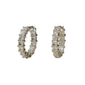 Square Stone Hoop Earrings In Clear And Pink Color Options view 5