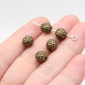 Carved Round Small Hole Spacer Beads in Two Antique Finishes view 4