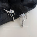 Silver Molten Drip Square Crystal Stud Earrings Pair view 4