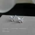 Silver Tone Purple Faceted Stone Butterfly Stud Earrings view 3