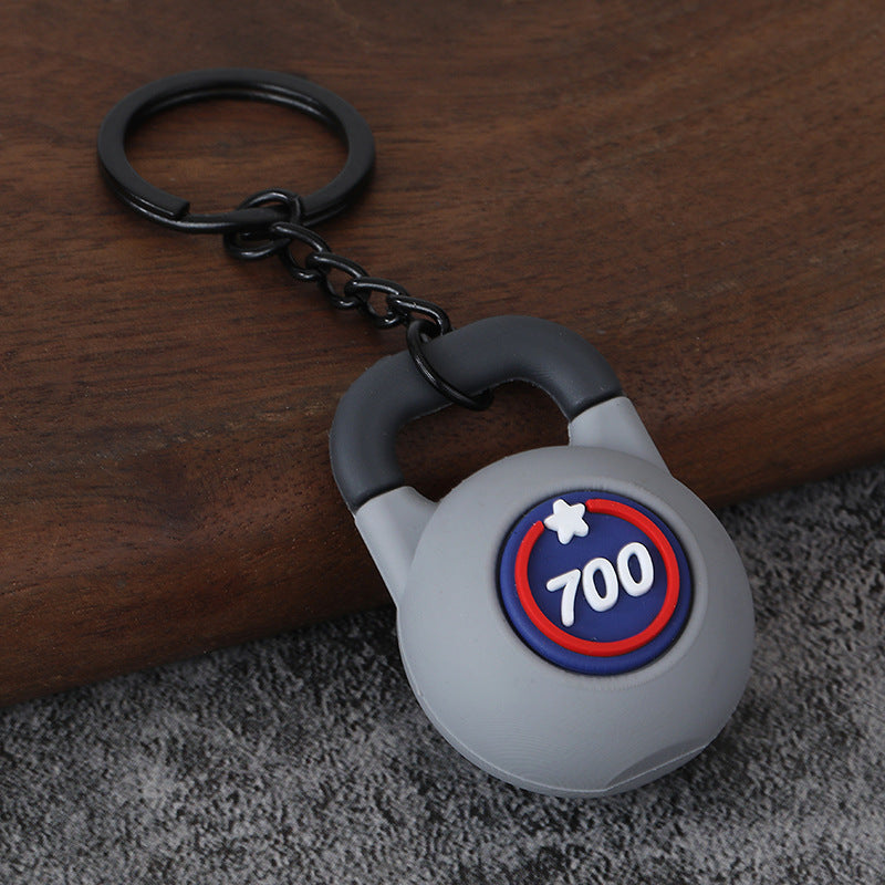 Fitness Barbell and Weight Plate Metal Keychain Gym Bag Charm