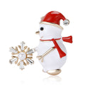 White Enamel Snowman And Snowflake Brooch Decorative Lapel Pin view 1