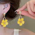 Enamel Flower Drop Earrings in Six Bright Color Options view 4