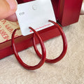 Glossy Red Round Hoop Earrings in Bright and Dark Shades view 1