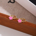 Nine Color Mini Flower Gold Tone Small Huggie Earrings view 12