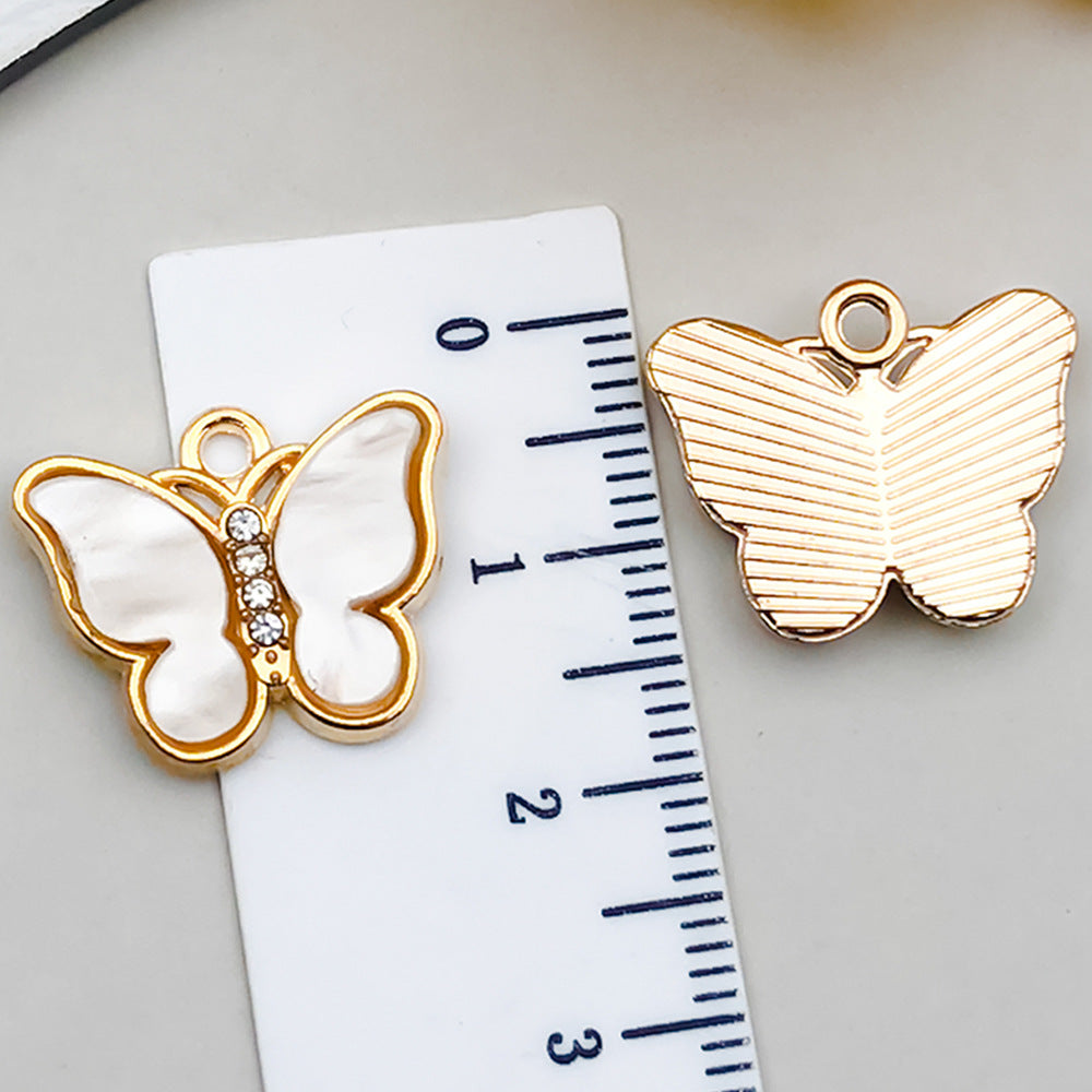 Colorful Rhinestone Acrylic Butterfly Charm Pendant for DIY Necklace Earrings Phone Strap