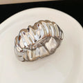 Wide Metal Open Cuff Bangle Gold Smooth Silver Pleat view 7