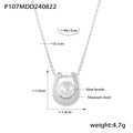 Heart Horseshoe Pearl Pendant Necklaces Gold Silver Tone view 6