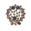 Multicolor Crystal Open Circle Brooch With Floral Clusters view 1