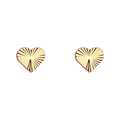 Gold-Tone Mini Heart Stud Earrings With Sunburst Cut view 5