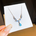 Silver Tone Crystal Floral Teardrop Pendant Necklace view 9