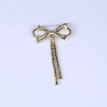 Crystal Bow Brooch With Two Long Chain Fringe Strands view 3