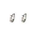 Silver Tone Mini Flower Detail Huggie Hoop Earrings For Women view 5