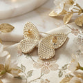 Pavé Crystal Butterfly Brooch With Polished Metal And Sculpted Decorative Details view 4