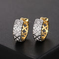Two Tone Lattice Crystal Pavé Huggie Hoop Earrings view 2
