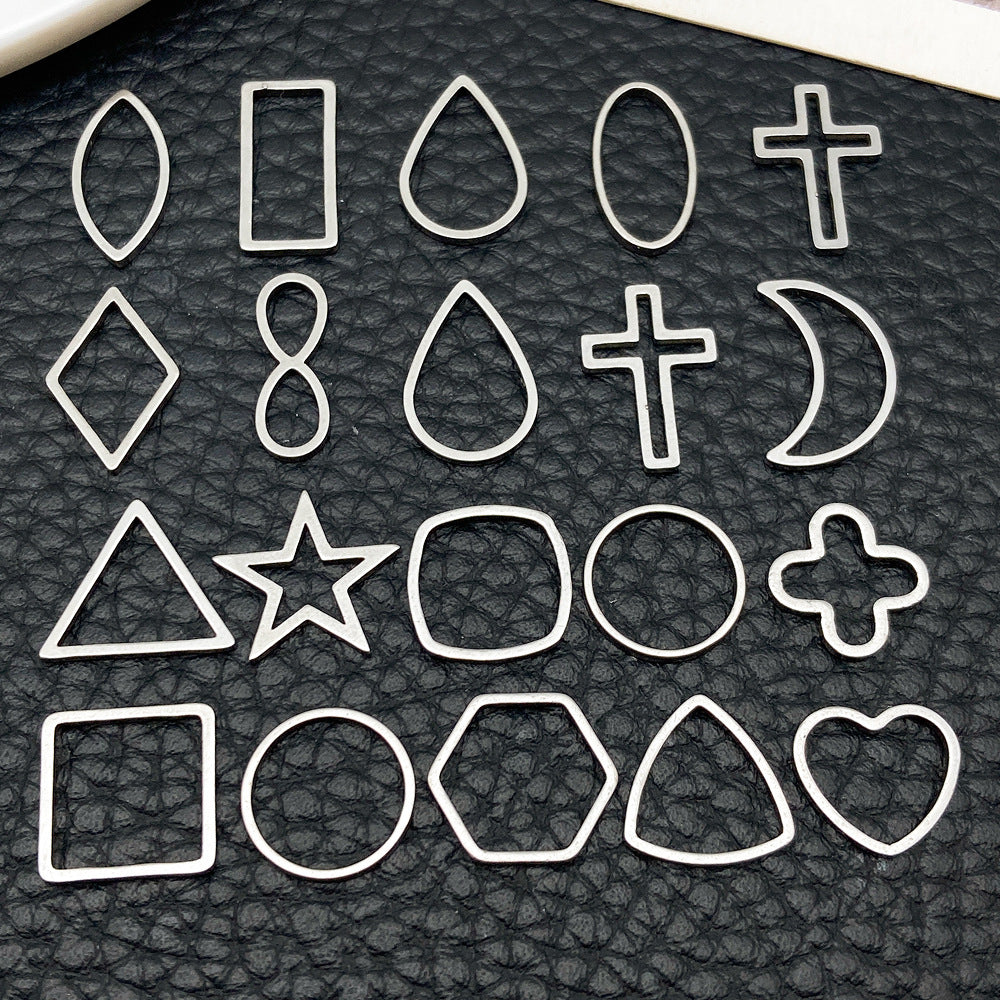 Stainless Steel Geometric Triangle Cross Heart Frame Hollow Charm Pendant for Necklace DIY