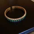 Open Cuff Crystal Bangles Green Pink Red Gold Silver view 6