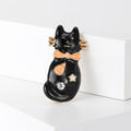 Black Cat With Bow Brooch In 1 Style With Polished Metal And Decorative Details view 2
